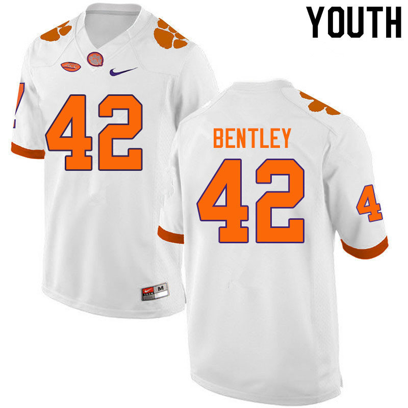 Youth #42 LaVonta Bentley Clemson Tigers College Football Jerseys Sale-White - Click Image to Close